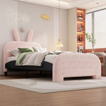Flat Bed 90x200cm Cartoon Rabbit Shape 2 Drawers - Pink