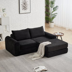2-in-1 Sofa Bed with Two Pillows and Removable Footstool, Corduroy