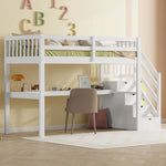 Loft Bed 90x200 Storage Drawers Under-Bed Desk - White