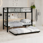Modern Three-Tier Bed 90x190cm with Safety Railings, Metal