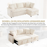 Modern L-shaped Sofa Bed with Storage, USB Charger, and Cushions, Beige