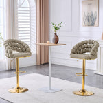 Bar Stools Set of 2 Ball Chain Backrest Adjustable Height Grey Velvet