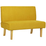 2-Seater Sofa Upholstered Corduroy Wooden Legs, Yellow