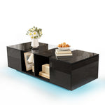 Modern Coffee Table with LED Lighting, High-Gloss, Black