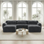 U-shaped Modular Sofa Plush Fabric High-Resilience Foam - Grey