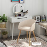 2 Upholstered Chairs Scandinavian Wooden Legs Non-Slip Pads - Beige