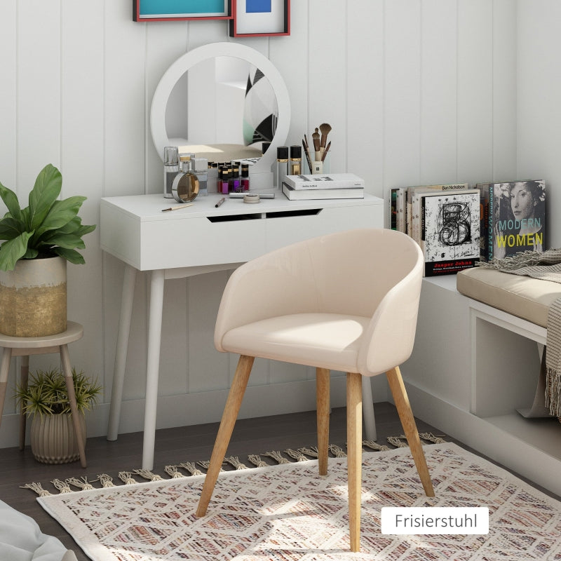 2 Upholstered Chairs Scandinavian Wooden Legs Non-Slip Pads - Beige
