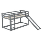 Bunk Bed 90x200cm with Slide Solid Wood Frame - Grey