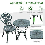 3-Piece Bistro Set for Balcony & Terrace, Antique Green Cast Aluminum