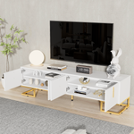 TV Cabinet Lowboard Textured Door Gold Handles and Feet