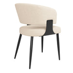 Ergonomic Dining Chair Set of 4 with Curved Backrest and Flannel Fabric, Beige/Grey