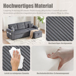 Modern 3-Seater Sofa with Storage, Cup Holders and USB-C Charging, Corduroy