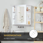 Mirror Cabinet, Wall Mounted with 8 Compartments, White