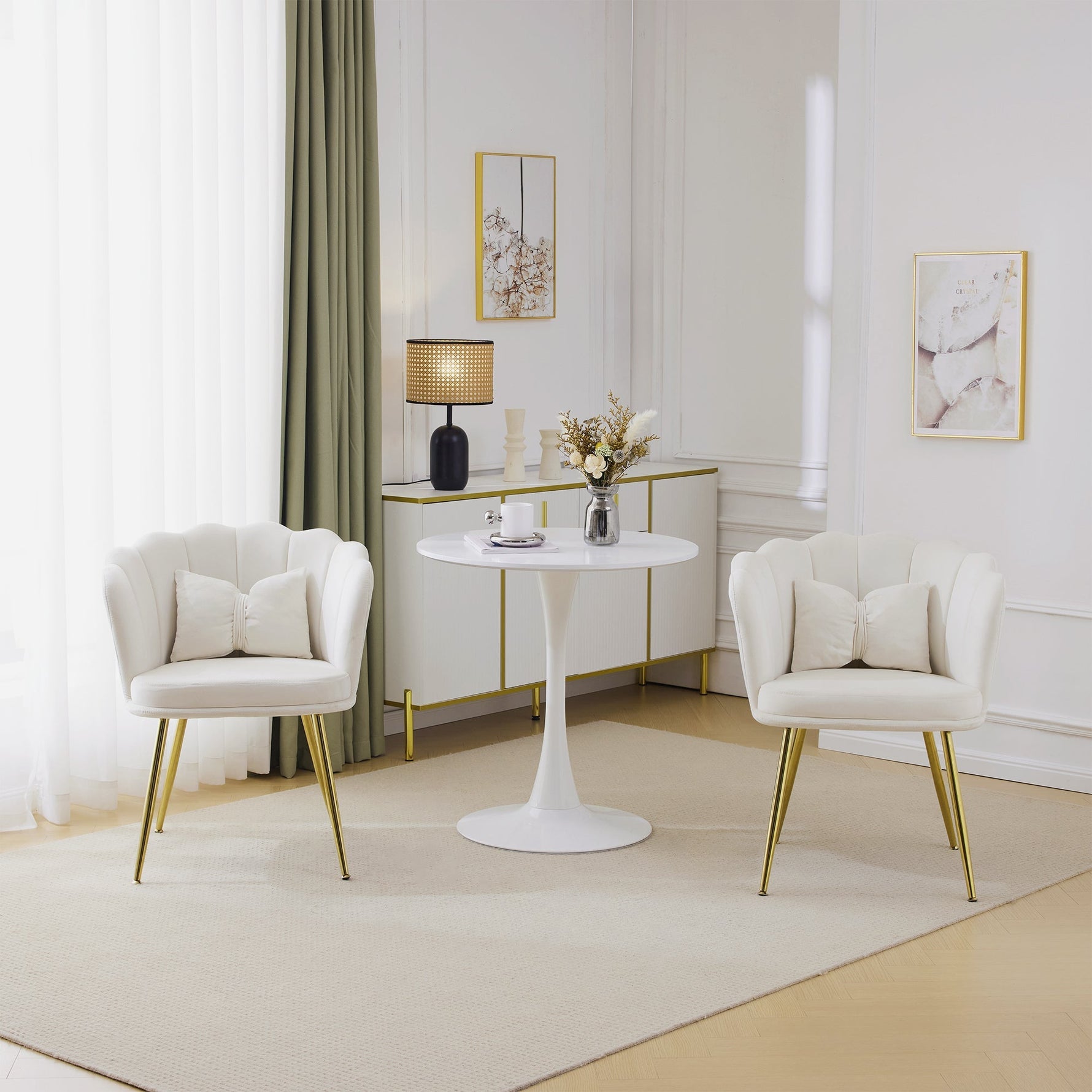 Chairs, Modern Upholstered with Petal Back & Butterfly Cushions, Velvet