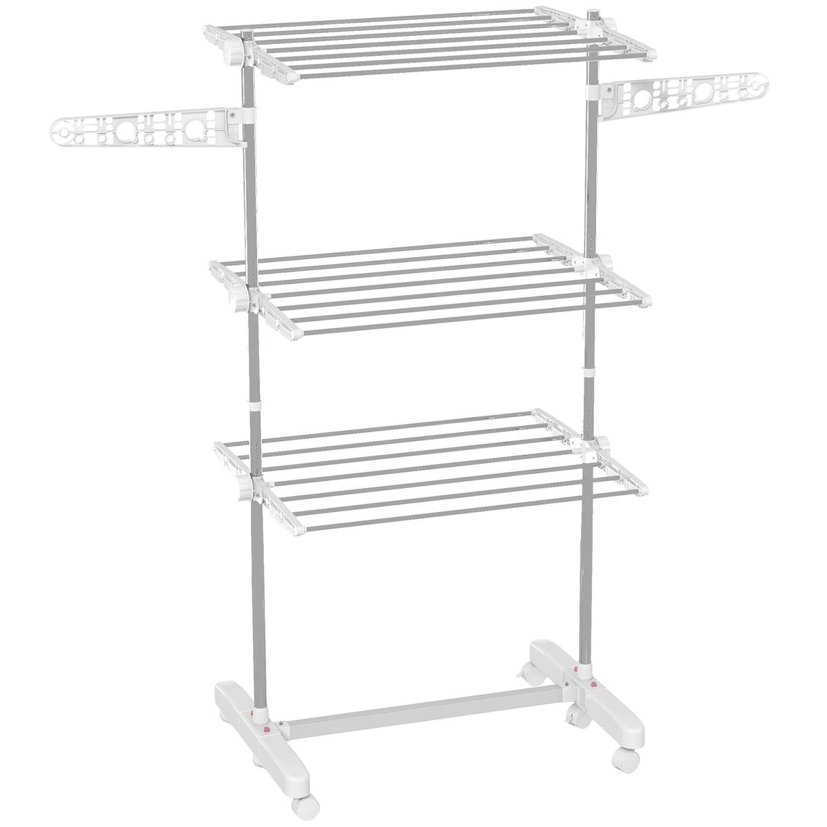 Mobile clothes dryer foldable 3 levels with wheels, for space-saving drying