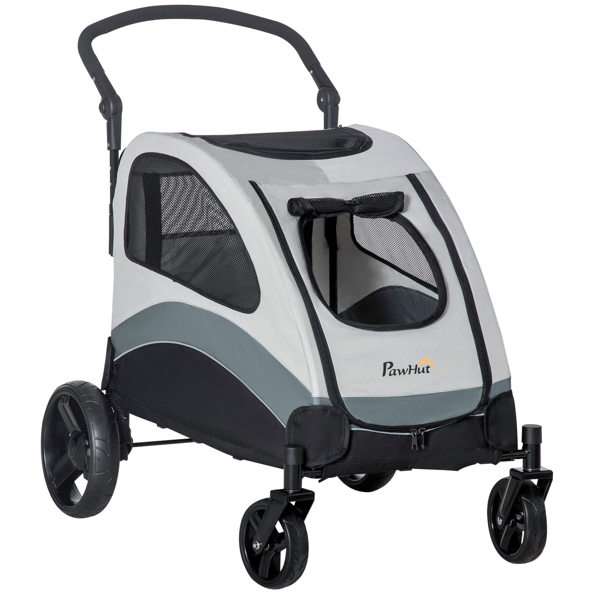 Dog Stroller, Foldable 4 Wheels Mesh Window, Oxford Fabric