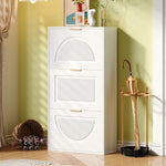Narrow Shoe Cabinet 3 Doors 60x24x114cm - White