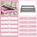 Daybed Sofa Bed 140x200cm Hydraulic Storage LED USB/Type-C - Imitation Fleece Pink