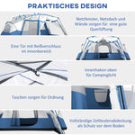 Camping Tent, 6-8 Persons Family Tent with Vestibule and 2 Windows, Blue
