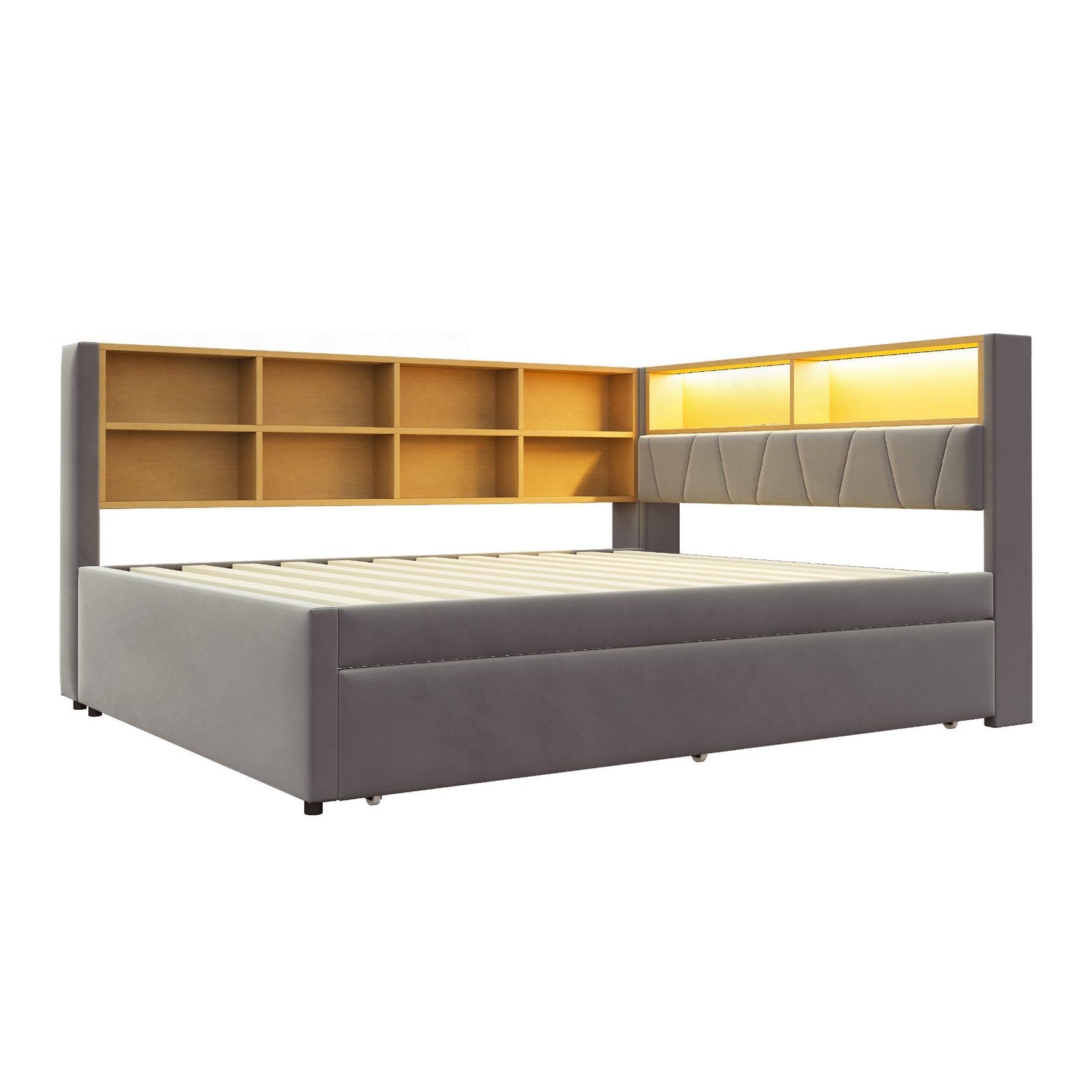 Sofa Bed 140x200 Pull-Out 90x190 USB Storage, Dark Grey