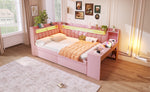 Upholstered Daybed 140x200 with Desk, USB & 2 Drawers, Pink