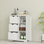 Bathroom Cabinet with 3 Drawers, Adjustable Shelf, White