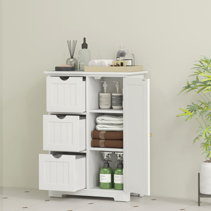 Bathroom Cabinet with 3 Drawers, Adjustable Shelf, White