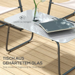 Garden Furniture Set 4-Piece, 2 Armchairs, 1 Two-Seater, Tempered Glass Coffee Table, Cream