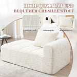 Chaise Longue Sofa, Comfortable No Assembly Side Pockets, Beige