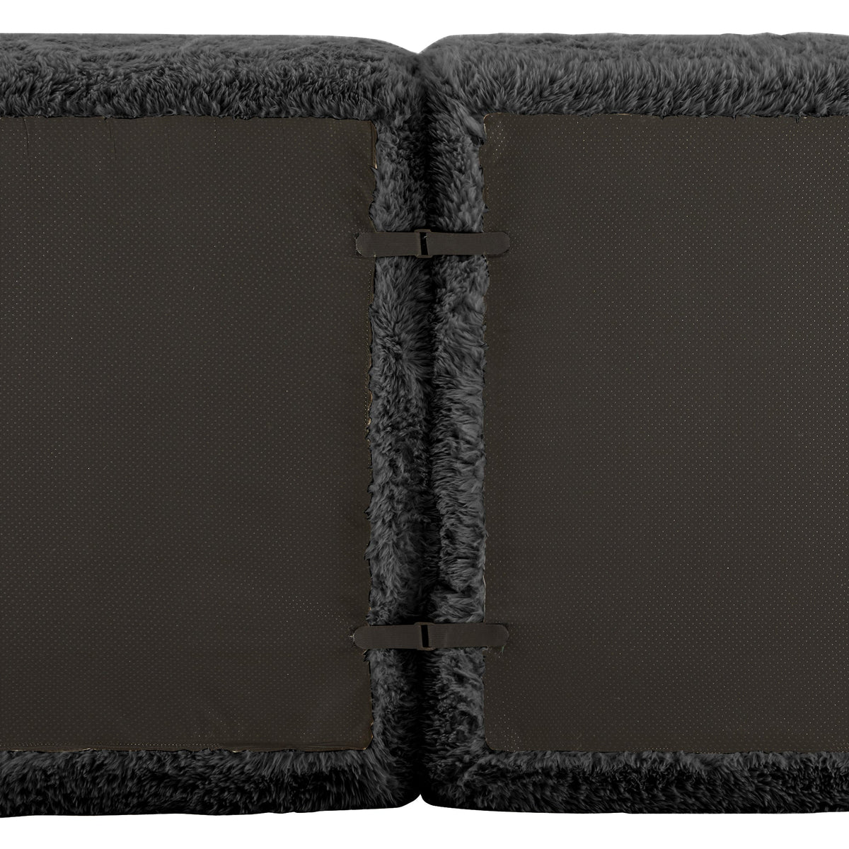 U-shaped Modular Sofa Plush Fabric No Assembly With Cushions - Black
