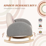 Toddler Rocking Chair, Faux Sheepskin, Eucalyptus Wood, Grey+Pink+Cream