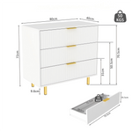 Chest of Drawers Sideboard 3 Drawers Modern Design - White and Gold