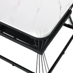 Set of 2 Modern Side Tables Marble Look Steel Frame - White/Black