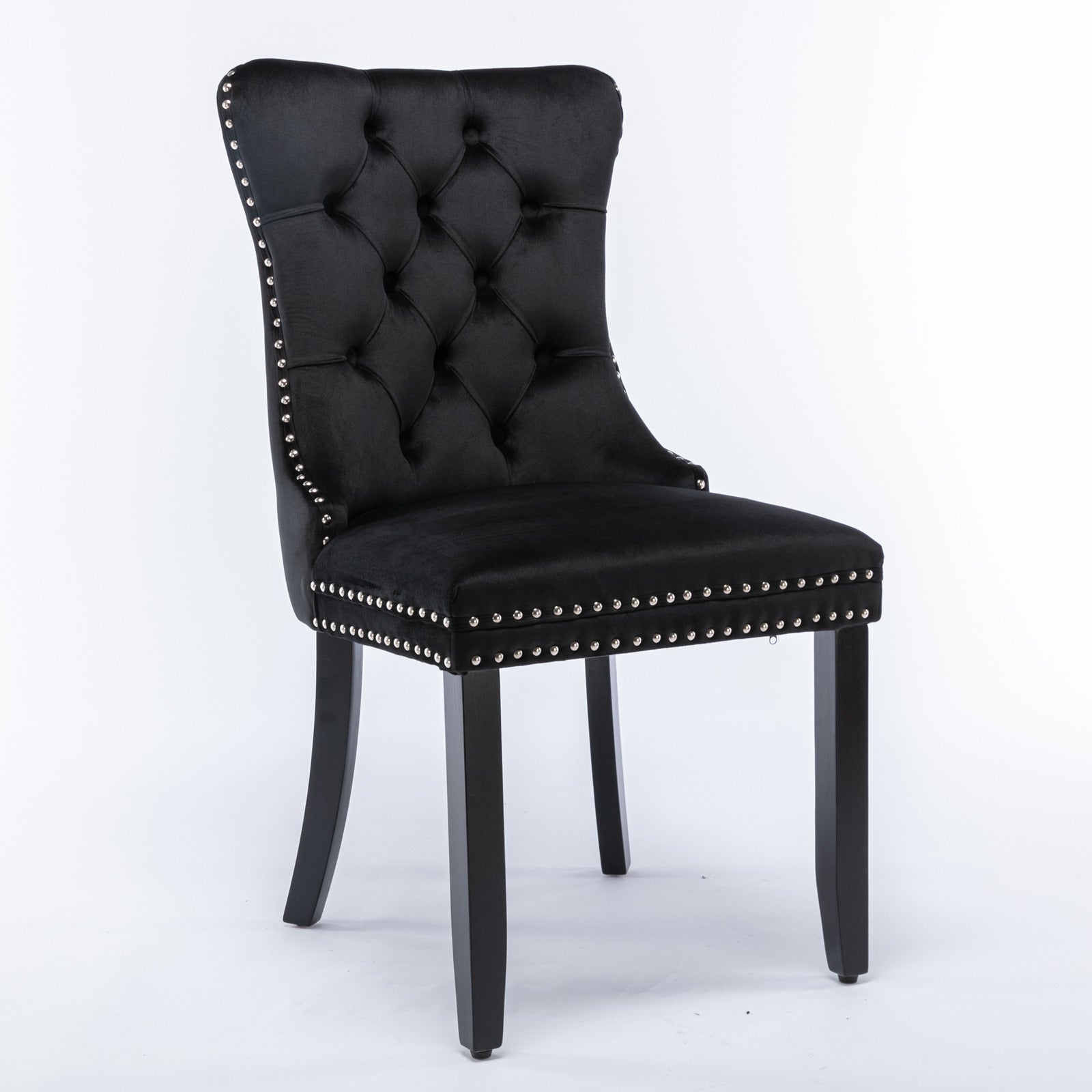 Nikki Collection Tufted Velvet Upholstered Dining Chair 2-Pc Set - Black