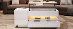 Liftable Coffee Table, 95*50*34.5cm with 1 Drawer & LED, White