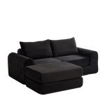 2-in-1 Sofa Bed with Two Pillows and Removable Footstool, Corduroy