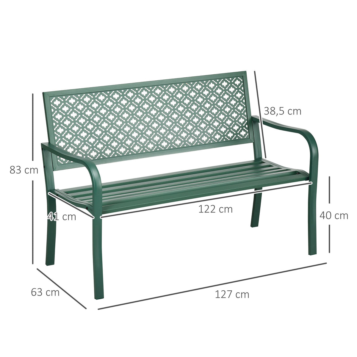 Garden Bench, 280 kg Load Capacity Weatherproof, Dark Green