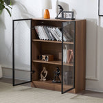 Glass Display Cabinet Collector's Stand LED Light 3-Tier Shelves Natural