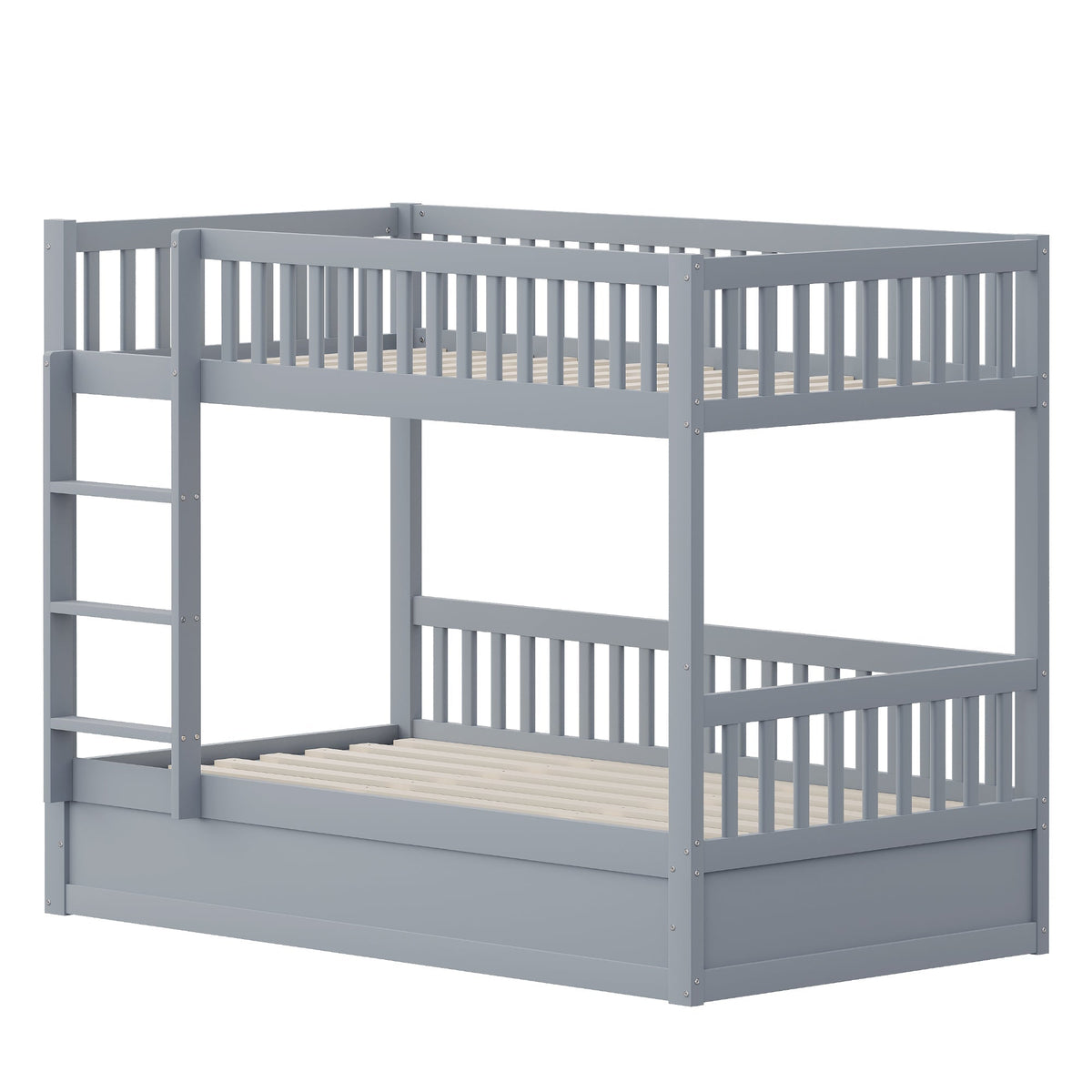 Children's Bunk Bed, 90x200 Hydraulic Storage System, Solid Wood Gray