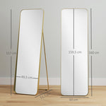 Full-Length Mirror, Freestanding, Tilting, Metal Frame, Gold