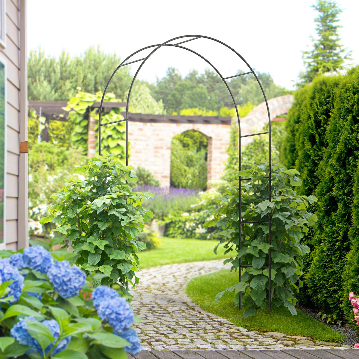 Rose Arch Metal Archway Garden Arch Climbing Plants Black
