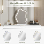 Dressing table with LED-lit mirror, extendable design, white