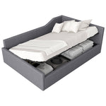 Upholstered Daybed with Underbed Storage, 140x200 cm, Grey