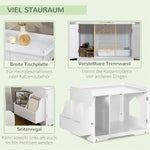 Cat Litter Box, Adjustable Divider Magnetic Doors, White