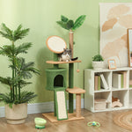 Cat Tree 139cm, with Cat Cave, Sisal Scratching Posts, Green