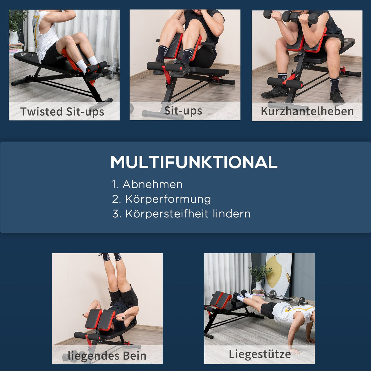 Multi-Weight Bench Adjustable Fitness Incline Abdominal Trainer, Black