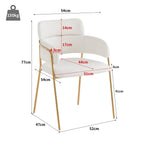 Dining Chair Set of 4 Modern Ergonomic Gold Legs - Beige