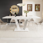 Extendable Dining Table with Butterfly Frame and Leaf, Marble Top and Metal