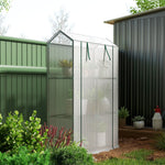 Greenhouse with Shelves, Roller Door, UV Protection, Steel, White