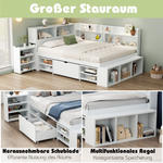 Children's Bed 90x200cm with Drawers & Bookshelf, White